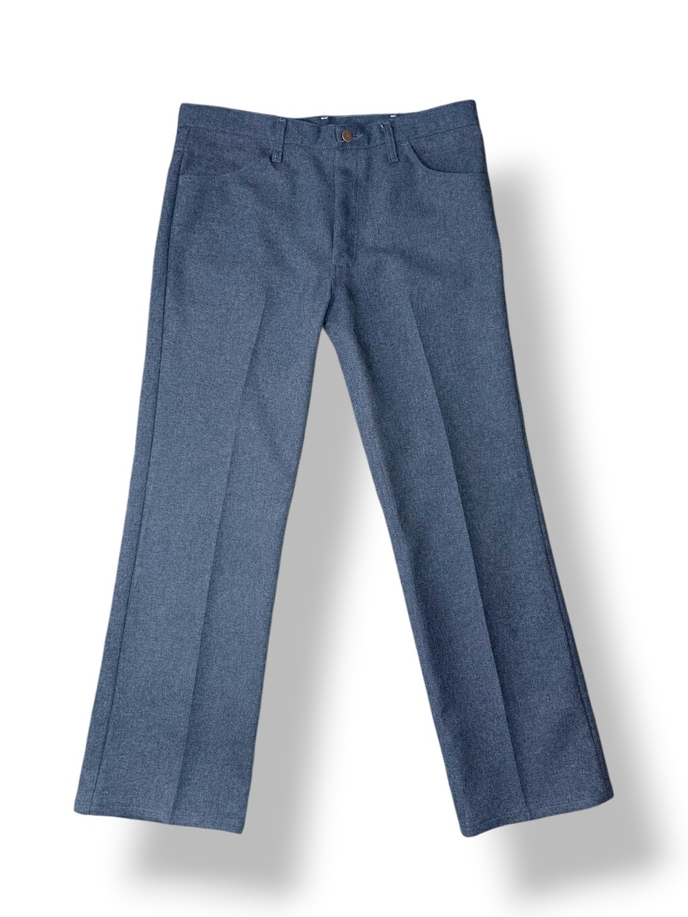 4/$20 Wrangler Vintage Blue Heather Polyester Western Dress Pants 36x30 USA - Picture 2 of 5